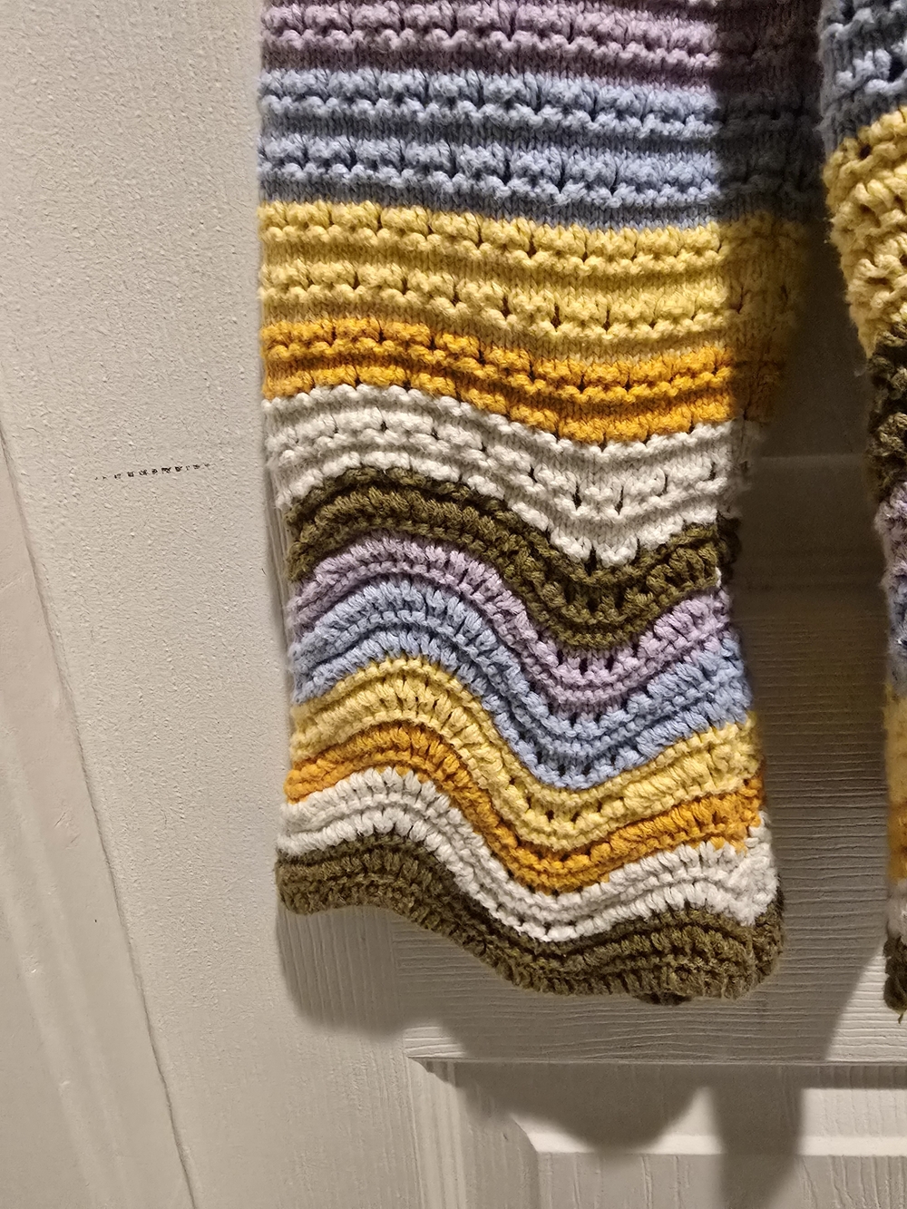 Rachel Zoe Olive, Yellow, Lavender & Blue Striped Crochet Sweater - Picture 3 of 4